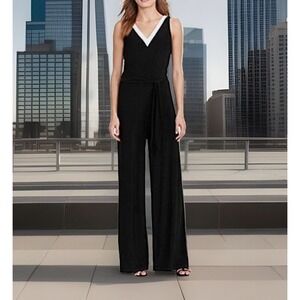 Lauren Ralph Lauren Women's Large Deep French V One Jumpsuit Lined